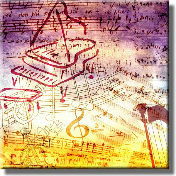 Piano Notes Vintage Picture on Stretched Canvas, Wall Art Décor, Ready to Hang