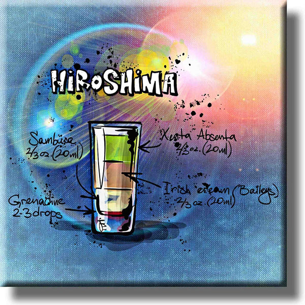 Hiroshima Cocktail Recipe Drink Picture on Stretched Canvas, Wall Art Decor, Ready to Hang!