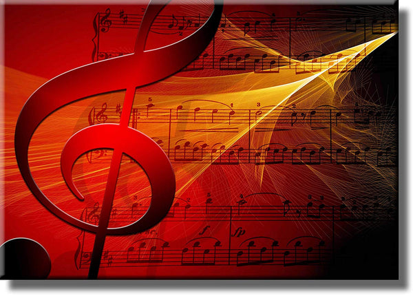 Bright Red Music Notes Picture on Stretched Canvas, Wall Art Décor, Ready to Hang