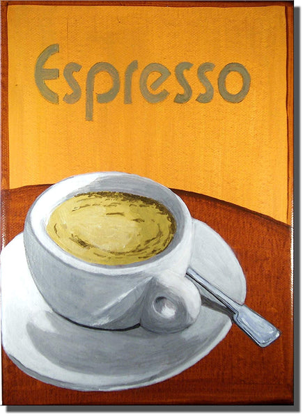 Espresso Café Wall Art Decor Picture on Stretched Canvas, Ready to Hang!