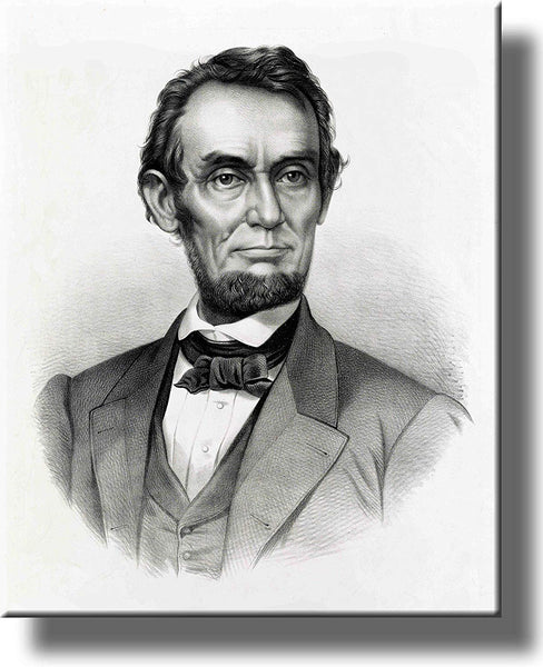 Abraham Lincoln Portrait Painting Picture on Stretched Canvas, Wall Art Décor, Ready to Hang!