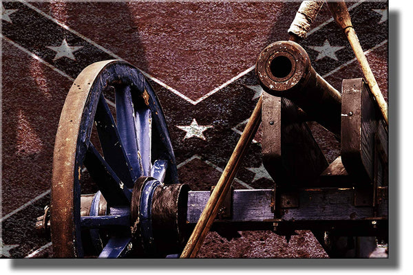 Civil War Cannon Picture Made on Wood, Wall Art Decor Ready to Hang.