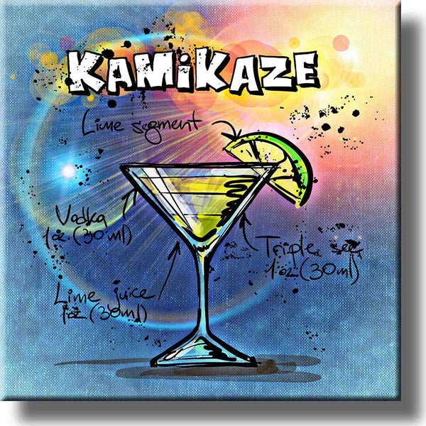 Kamikaze Cocktail Recipe Drink Picture on Stretched Canvas, Wall Art Decor, Ready to Hang!