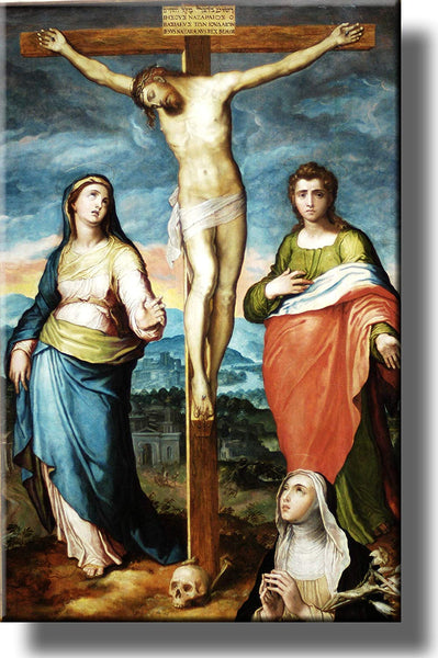 Jesus Christ on the Cross by Marco Pino, Picture on Stretched Canvas, Wall Art Ready to Hang!