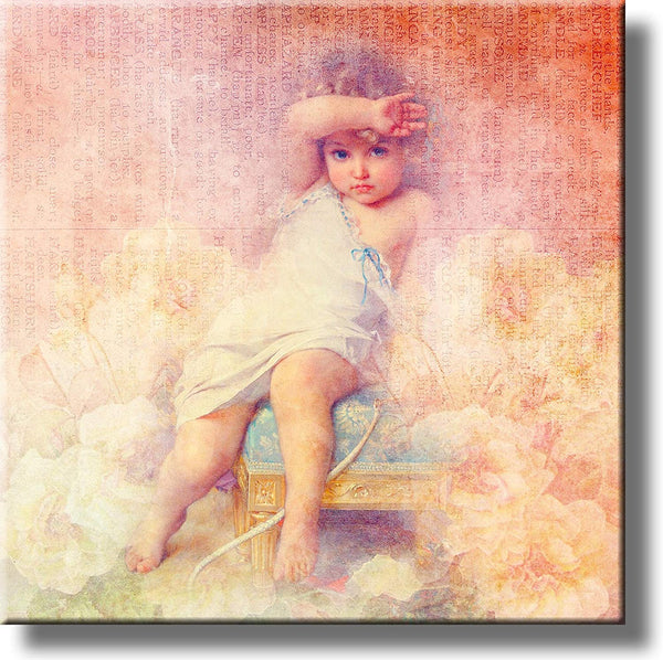 A Child Sitting on Stool Vintage Picture on Stretched Canvas, Wall Art Décor, Ready to Hang