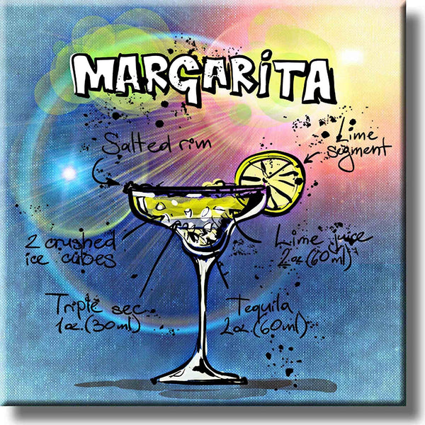 Margarita Cocktail Recipe Drink Picture on Stretched Canvas, Wall Art Decor, Ready to Hang!