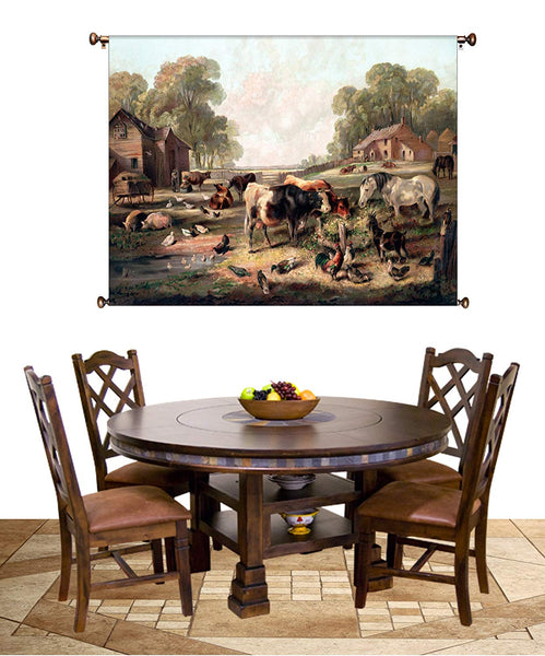 Farm Animals Picture on Canvas Hung on Copper Rod, Ready to Hang, Wall Art Décor