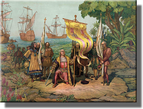 Columbus taking Possession of New Country Historic Picture on Stretched Canvas, Wall Art Décor, Ready to Hang!