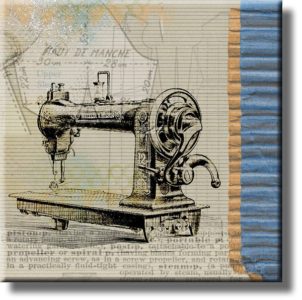 Vintage Sewing Machine Wheeler & Wilson Picture on Stretched Canvas, Wall Art Décor, Ready to Hang