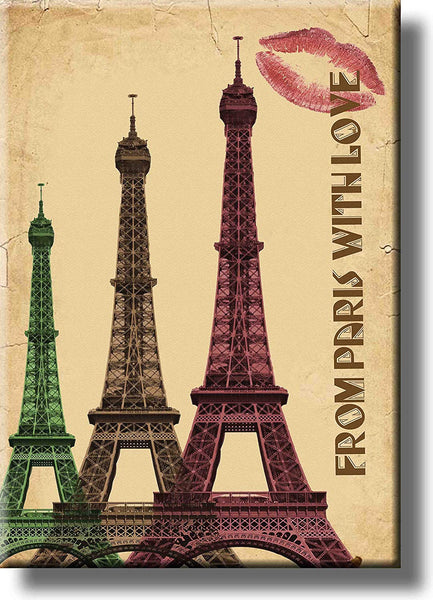 From Paris with Love, Eiffel Tower Picture on Stretched Canvas, Wall Art Décor, Ready to Hang