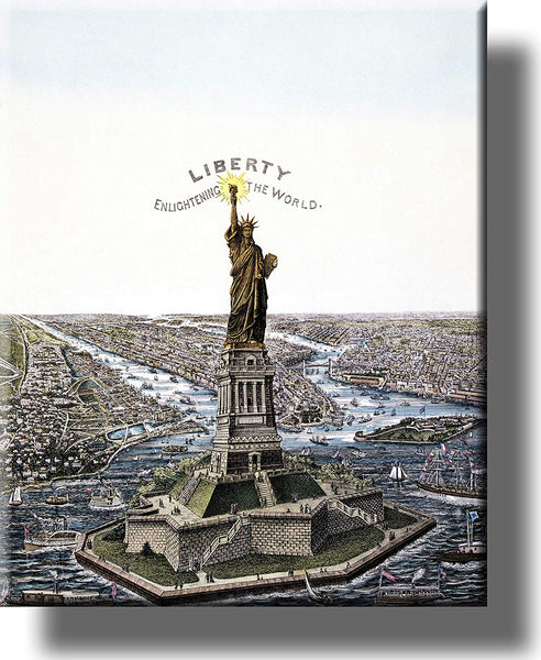 Statue of Liberty, Enlightening the World Picture on Stretched Canvas Wall Art Décor Framed Ready to Hang!