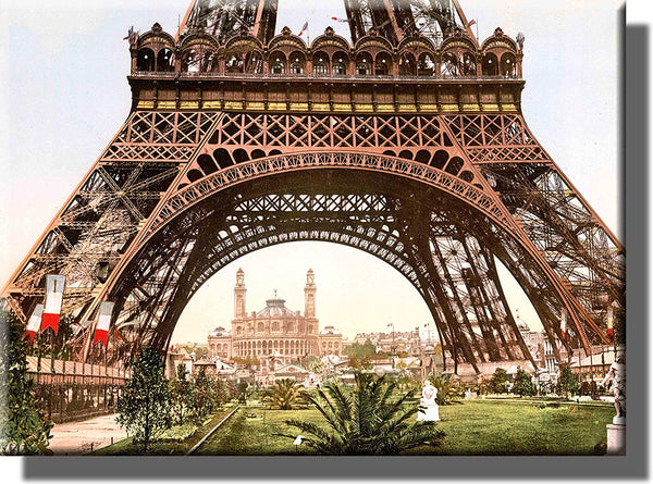 Vintage Eiffel Tower and Garden Picture on Stretched Canvas, Wall Art Décor, Ready to Hang!