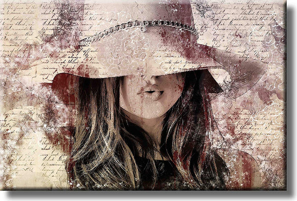 Girl with the Hat Fashion Art Picture on Stretched Canvas, Wall Art Décor, Ready to Hang