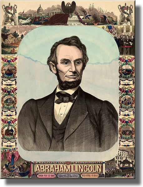 Abraham Lincoln Antique Picture Made on Stretched Canvas Wall Art Decor Ready to Hang!.