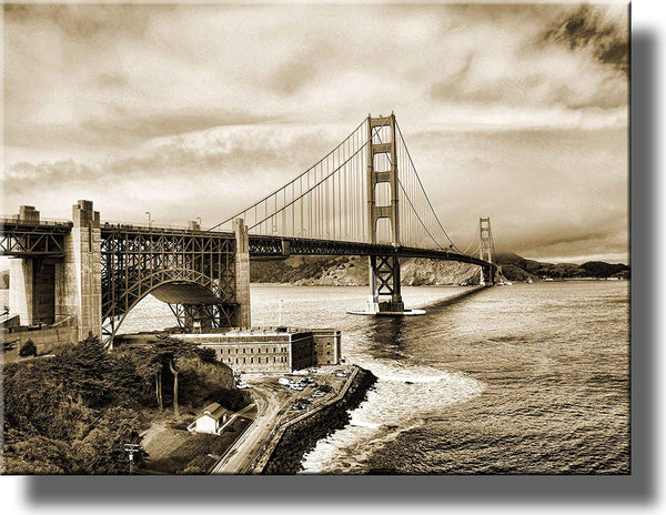 Golden Gate Bridge San Francisco Picture on Stretched Canvas, Wall Art Decor, Ready to Hang!.