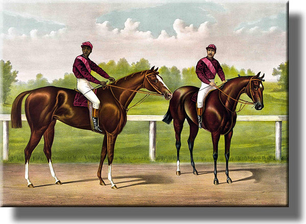 Horse Race Picture on Stretched Canvas Wall Art Décor Framed Ready to Hang!