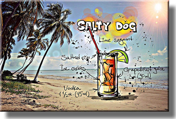 Salty Dog Cocktail Recipe Picture on Stretched Canvas, Wall Art Decor, Ready to Hang!