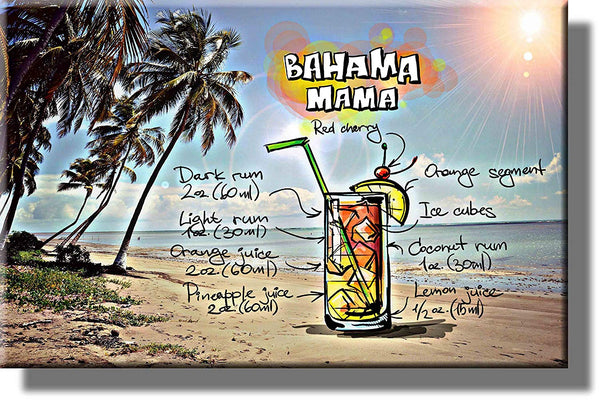Bahama Mama Drink Picture on Stretched Canvas, Wall Art Decor, Ready to Hang!