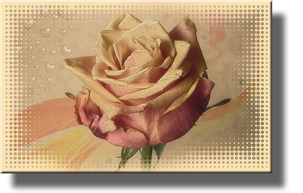 Light Pink Vintage Rose Flower Picture on Stretched Canvas, Wall Art Decor Ready to Hang!.